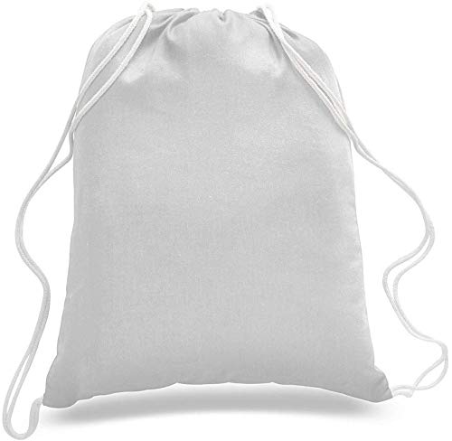 White Color Budget Friendly Sport Drawstring Backpacks, %100 Cotton